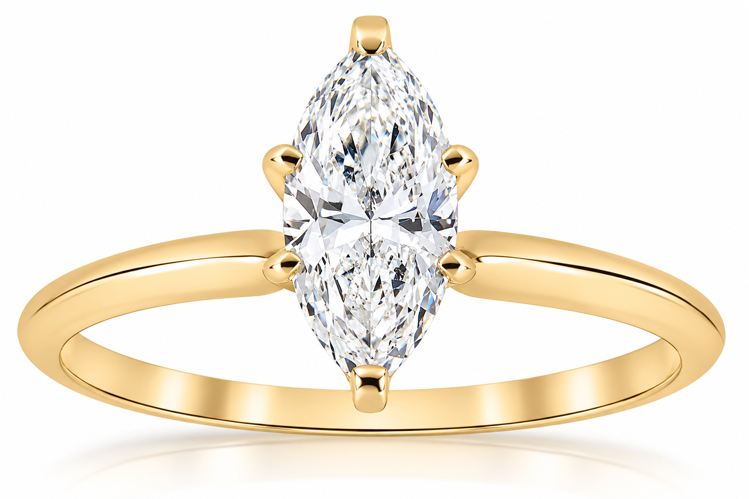 14k Yellow Gold 1ct Marquise Diamond Engagement Solitaire Ring (G-H, I1)