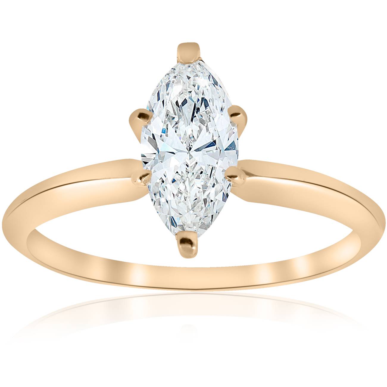 14k Yellow Gold 1ct Marquise Diamond Engagement Solitaire Ring (G-H, I1)
