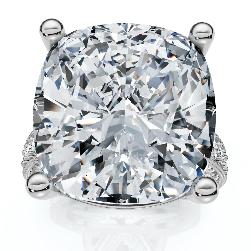 Certified 16Ct Cushion Diamond Engagement Ring 14k Gold Lab Grown (F-G, VS)