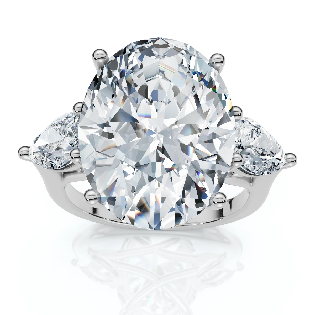 Certified 9 1/2Ct Oval Three Stone Diamond Engagement Ring 14k Gold Lab Grown (G-H, VS)