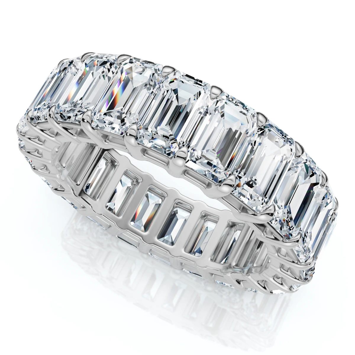 6Ct Emerald Cut Diamond Eternity Ring 14k Gold or Platinum Lab Grown (E-F, VS)