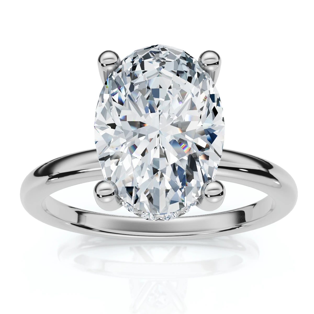 2 1/10Ct Oval Diamond Side Halo Engagement Ring 14k Gold or Platinum Lab Grown (F-G, VS)