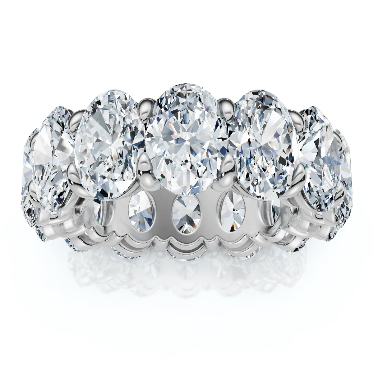 8Ct Oval Diamond Eternity RIng 14k Gold Platinum Band Lab Grown (F-G, VS)