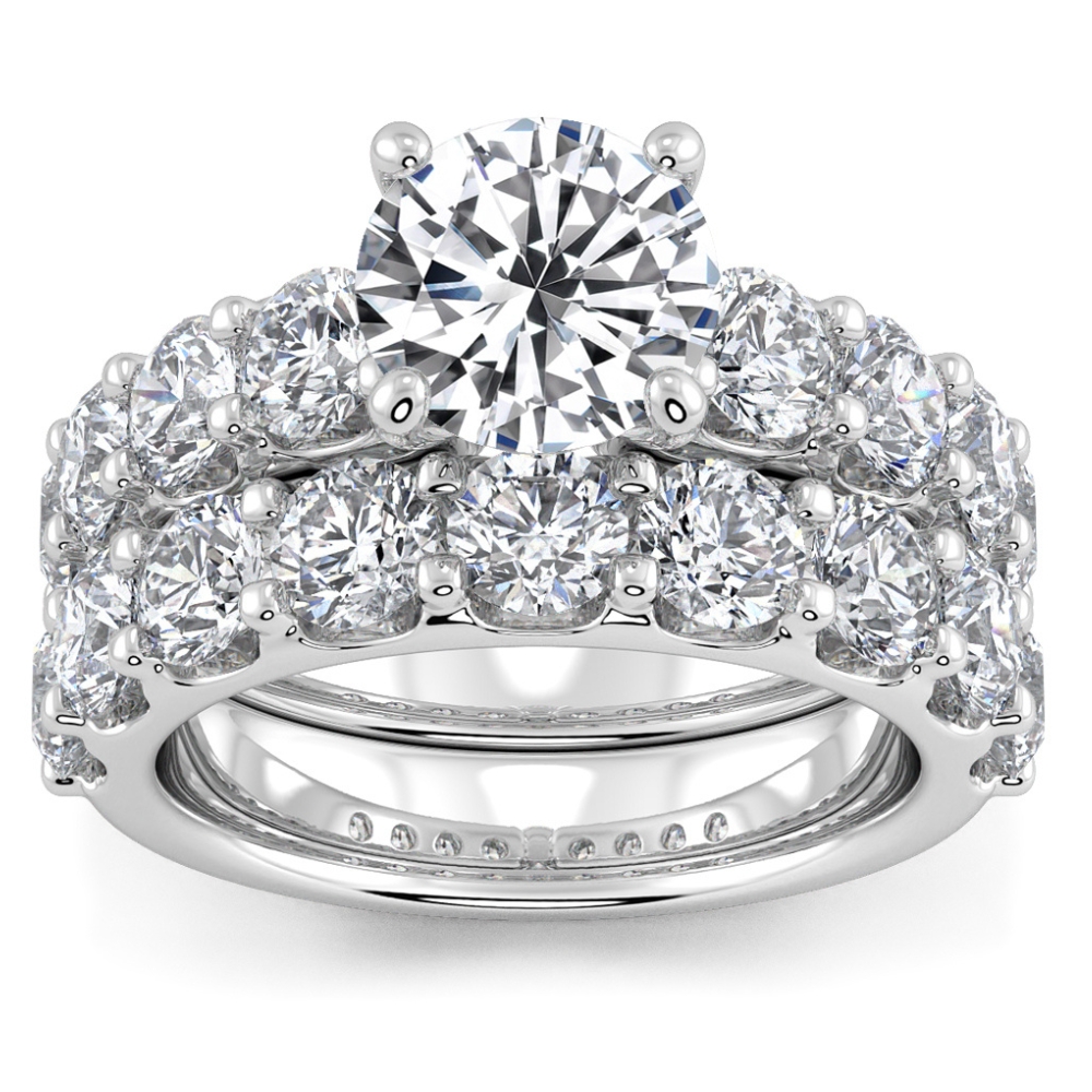 Certified 6ct Diamond Engagement Wedding Ring Set 14K White Gold Lab Grown (G-H, VS)