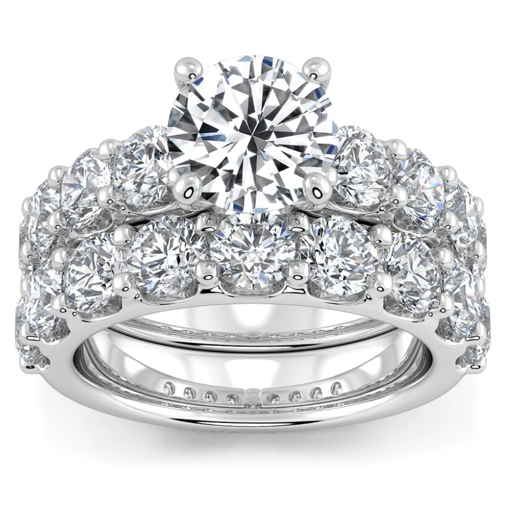 Certified 6ct Diamond Engagement Wedding Ring Set 14K White Gold Lab Grown (G-H, VS)