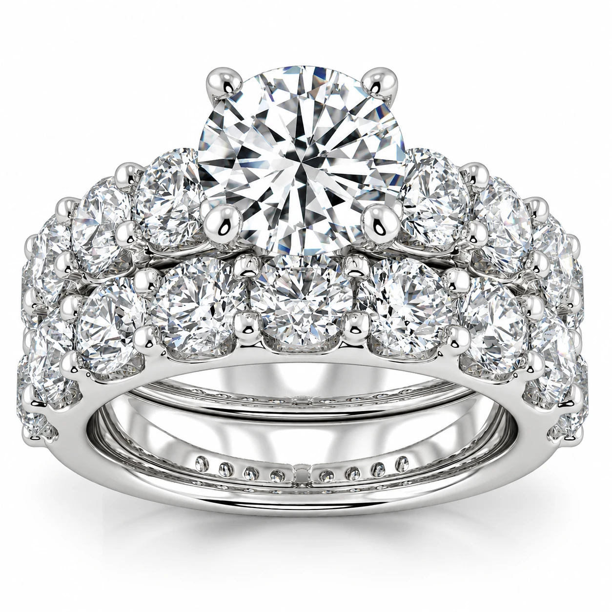 Certified 6ct Diamond Engagement Wedding Ring Set 14K White Gold Lab Grown (G-H, VS)