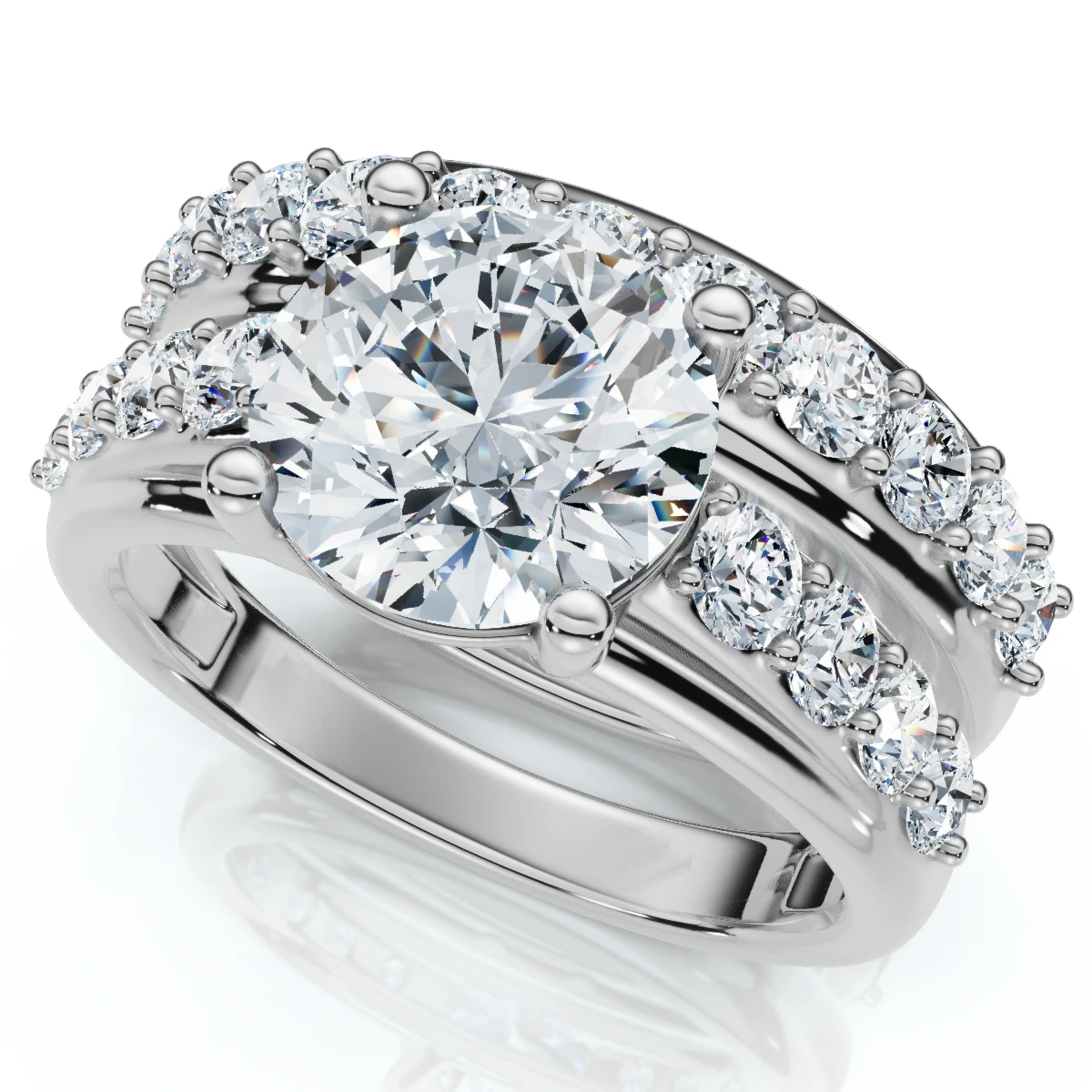 Certified 2 1/2Ct Diamond Engagement Wedding Ring Set 14k Gold Lab Grown (E-F, VS)