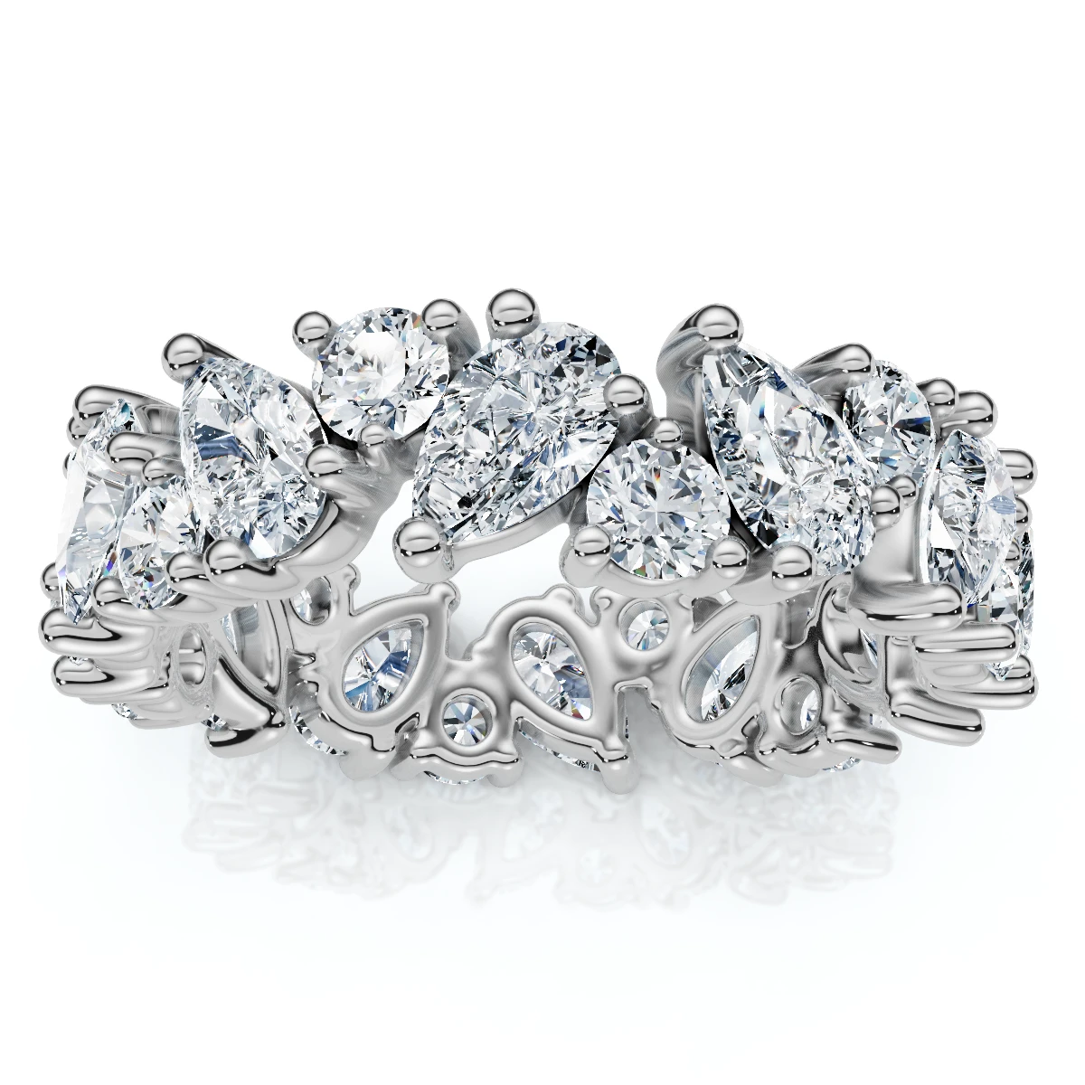 3Ct Pear & Round Diamond Eternity Ring 14k Gold or Platinum Lab Grown (E-F, VS)