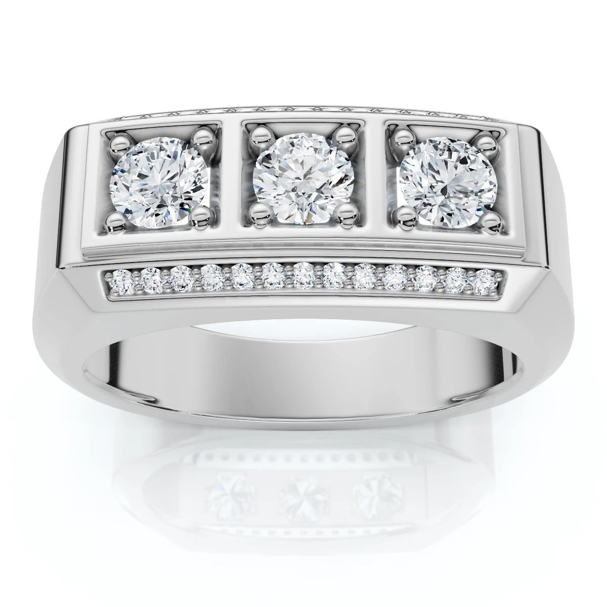 1Ct TW Men's Diamond Ring Lab Grown 14k Gold or Platinum (F-G, VS)
