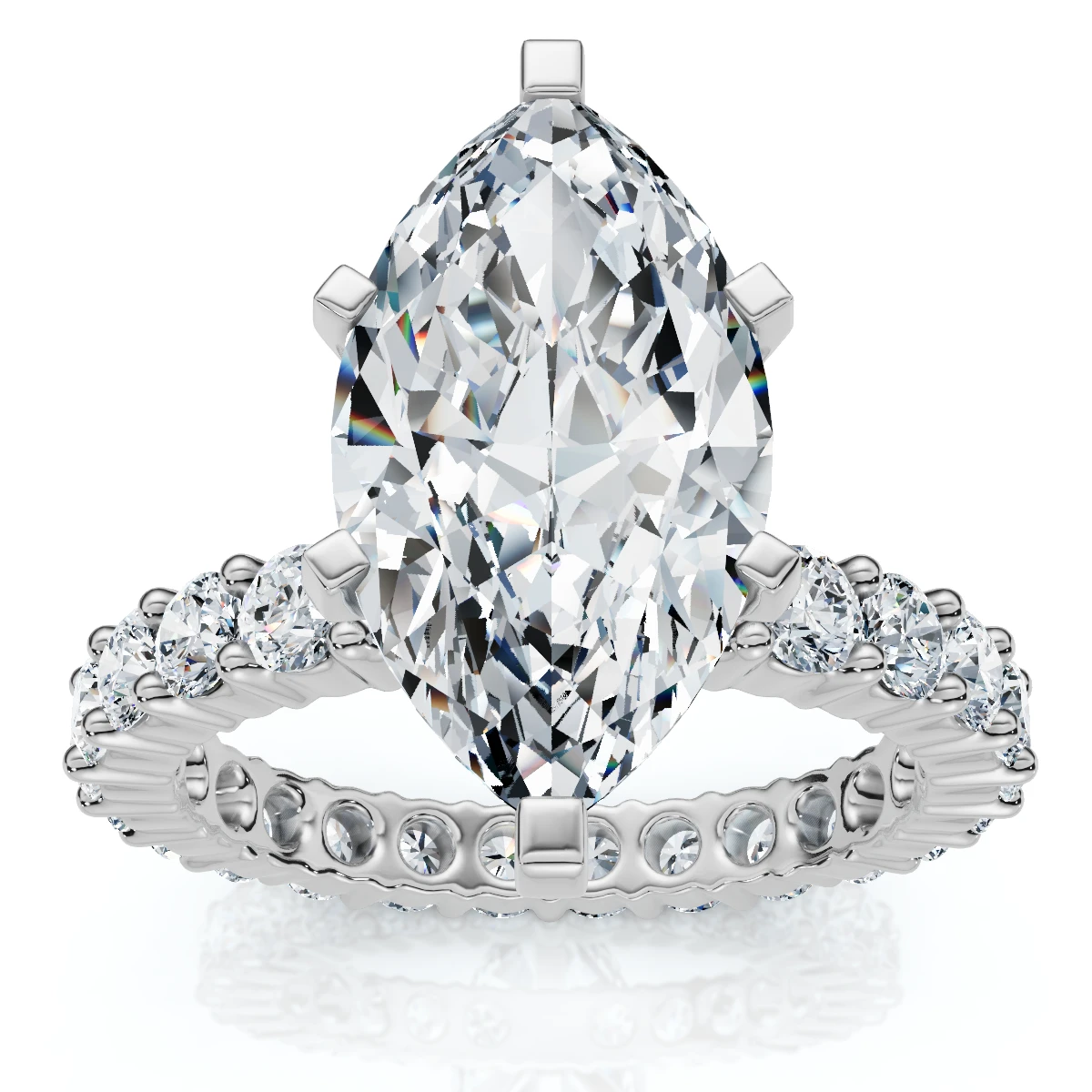 Certified 4.40Ct Marquise Eternity Engagement Ring 14k Gold or Pt Lab Grown (F-G, VS)