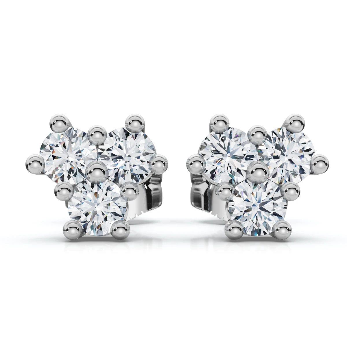 Mini Trio Diamond Studs 14k Gold Lab Grown Women's Earrings (E-F, VS)