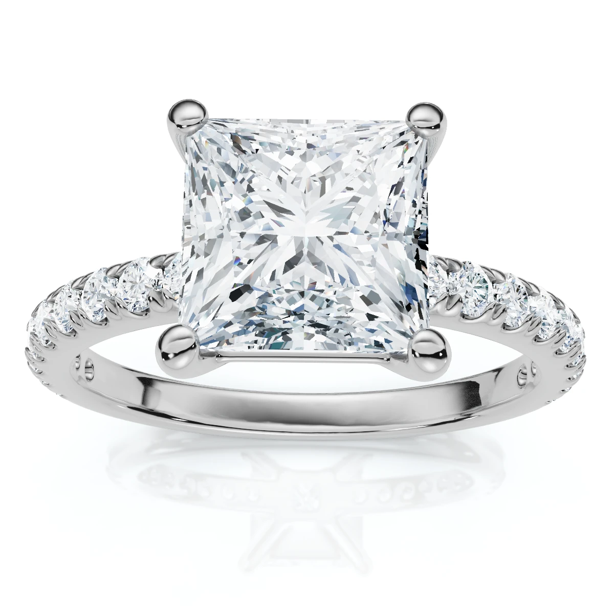 Certified 2 1/3Ct Princess Cut Diamond Engagement Ring 14k Gold or Pt Lab Grown (F-G, VS)