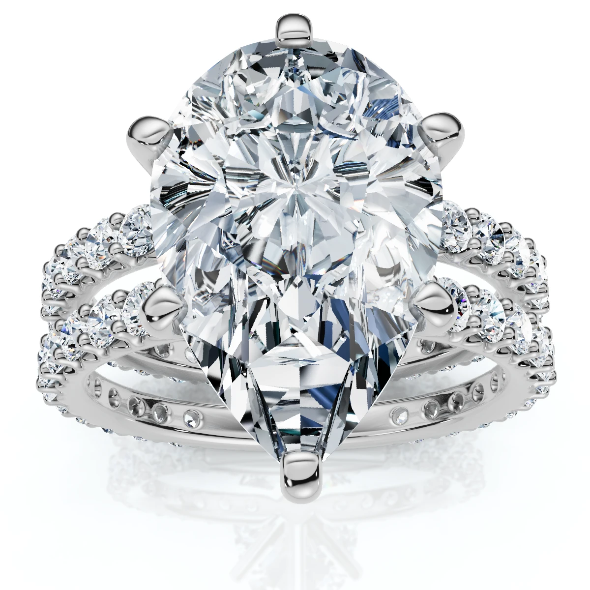 Certified 5.40Ct Pear Engagement Ring Wedding Band Set 14k Gold/Pt Lab Grown (F-G, VS)