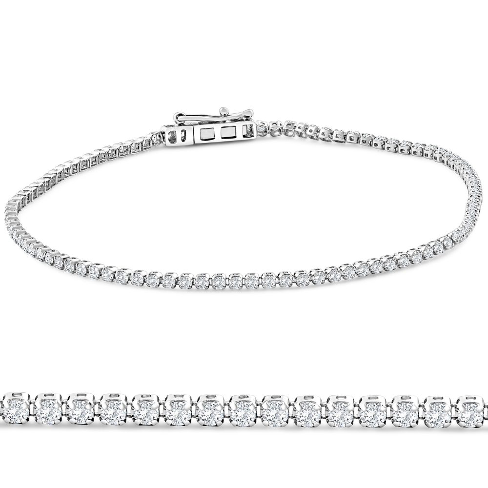 2Ct Diamond Lightweight 7" Tennis Bracelet 14k Gold Lab Grown (E-F, VS)