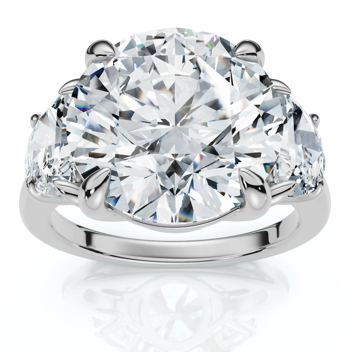 Certified 7Ct Diamond & Halfmoon Engagement Ring Lab Grown (F-G, VS)