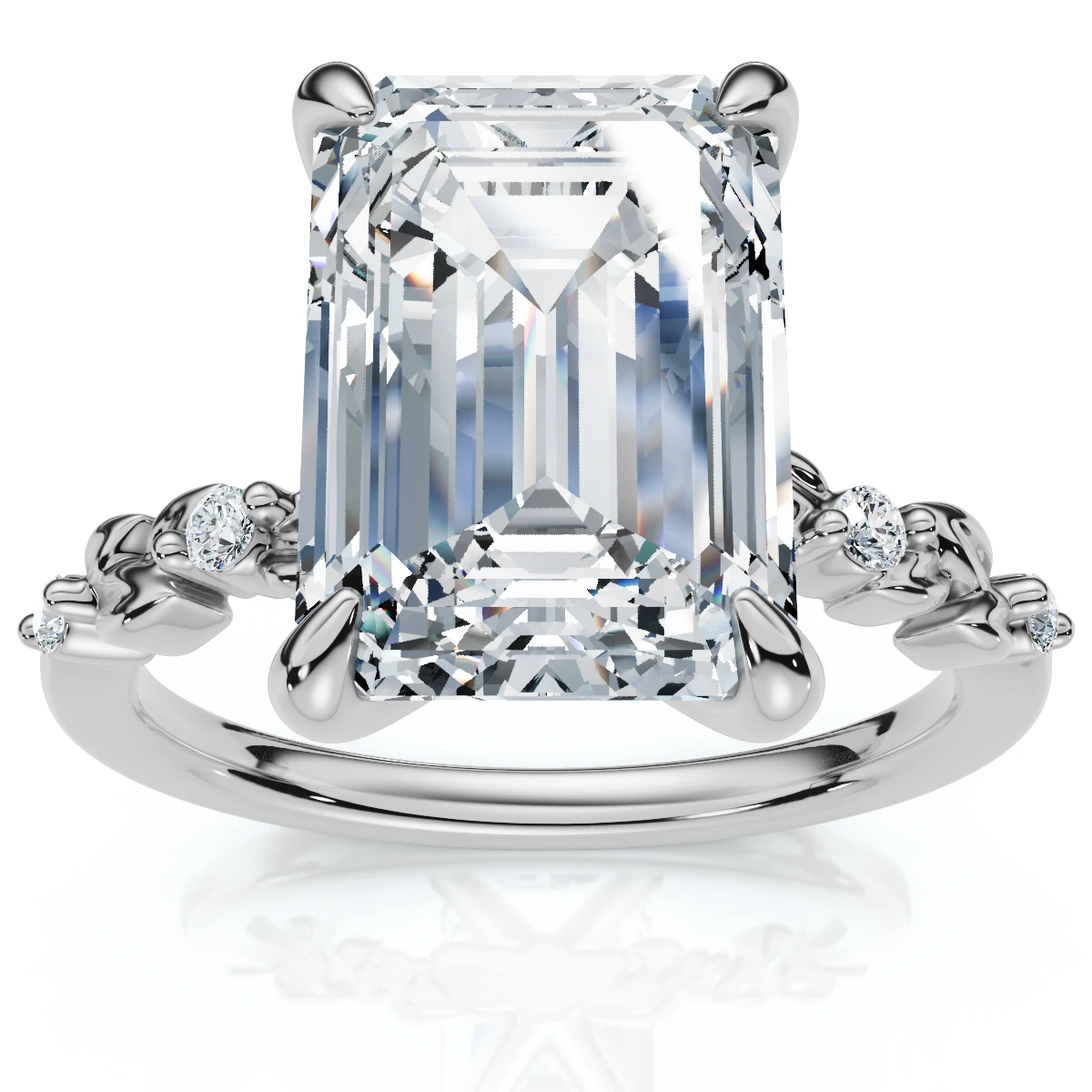 Certified 4.05Ct Emerald Cut Diamond Engagement Ring 14k White Gold Lab Grown (F-G, VS)