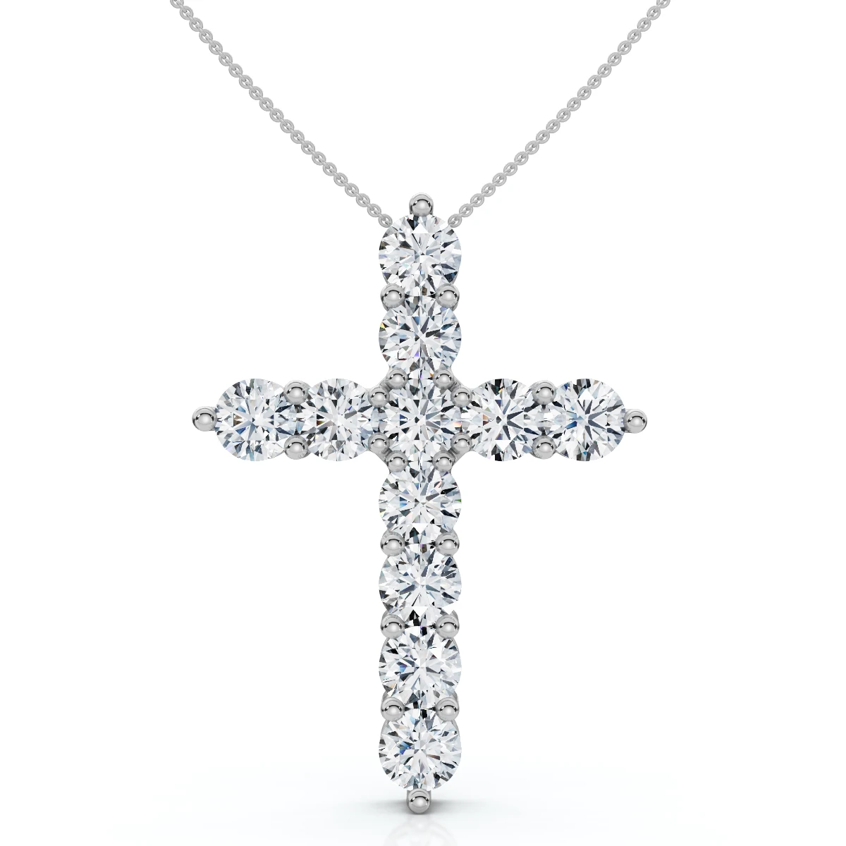 2Ct TW Diamond Cross Women's Necklace 14k Gold Lab Grown 1" Tall (G-H, VS)