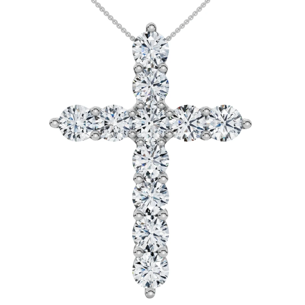 4Ct TW Diamond Cross Pendant 14k Gold Women's 18" Necklace Lab Grown (G-H, VS)