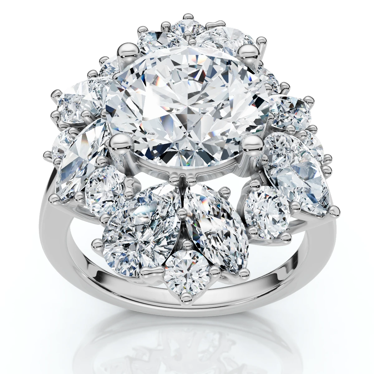 Certified 6.50Ct High Jewelry Diamond Ring 14k Gold Lab Grown (E-F, VS)