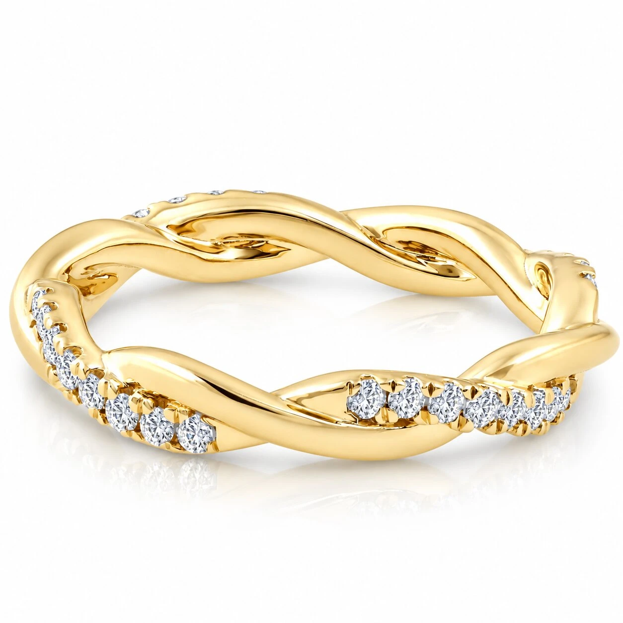 1/3 Ct Diamond Eternity Petite Twist Vine Eternity Ring 10k Yellow Gold (G-H, I1)
