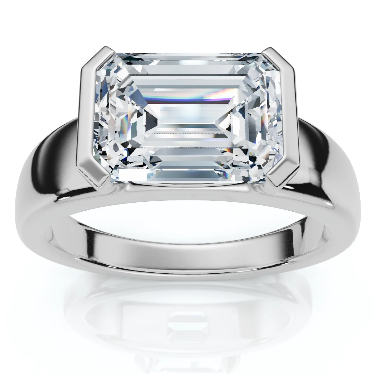 Certified 2 2/3ct East West Emerald Cut Engagement Ring Gold or Pt Lab Grown (F-G, VS)