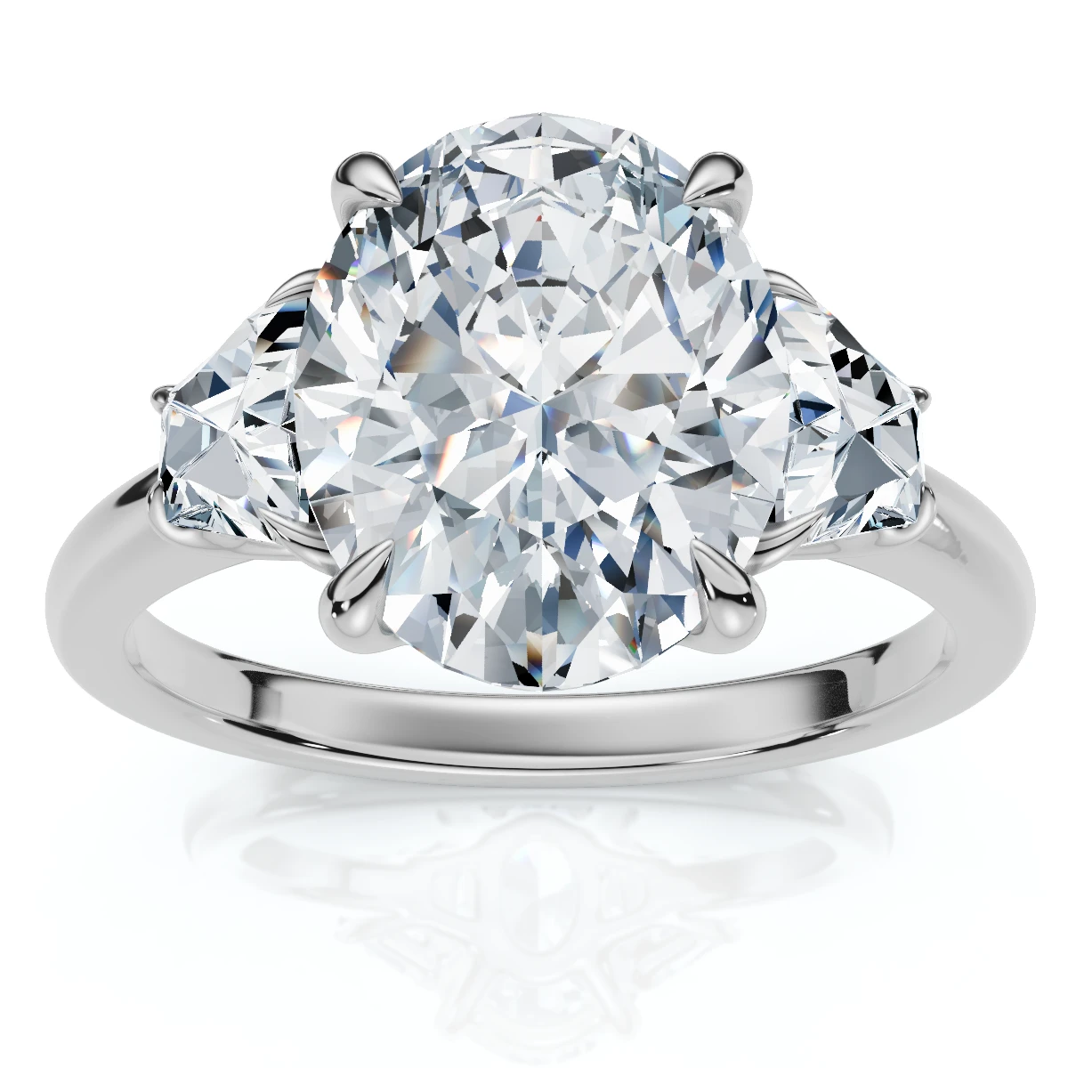 Certified 2.63Ct Oval & Trapezoid Diamond Engagement Ring Lab Grown