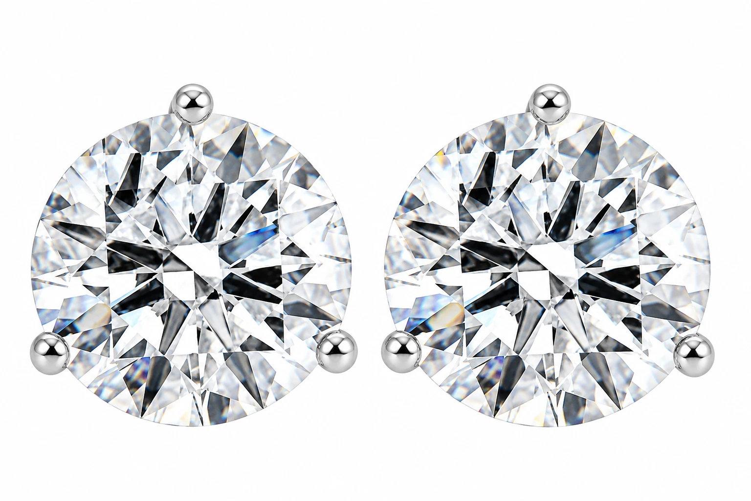 Certified 8 Ct tw 14k White Gold Lab Grown Round-Cut Diamond Martini Studs (F-G, VS)