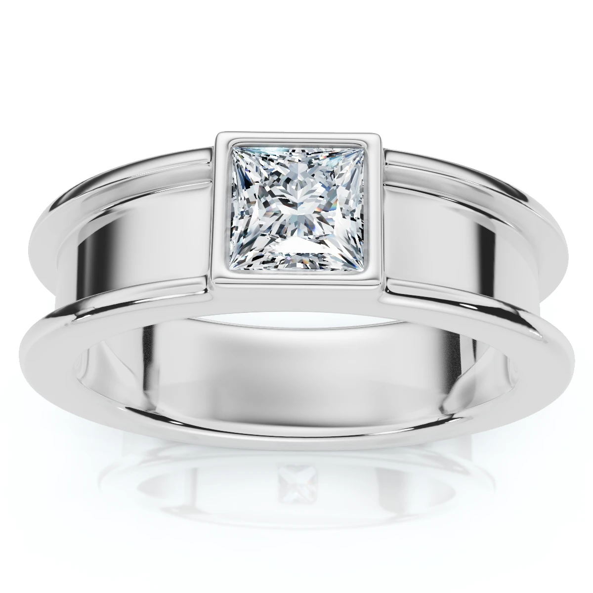 Men's Bezel Set Diamond Solitaire Wedding Ring 14k Gold Lab Grown (E-F, VS)