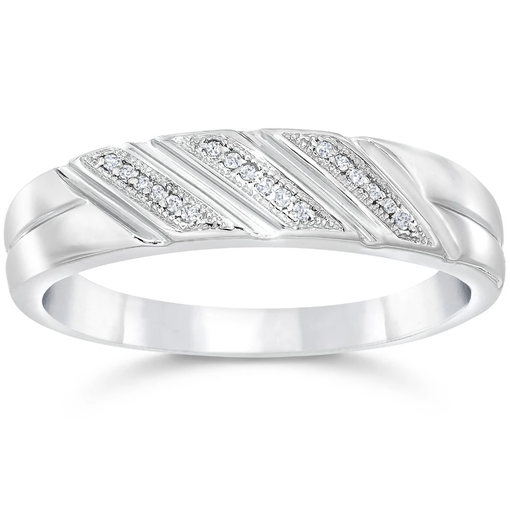 1/5ct Mens Diamond Ring 10K White Gold (H-I, I1)