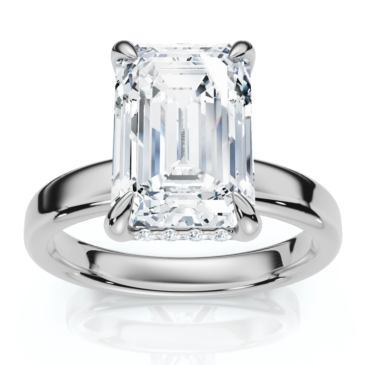 Certified 2.60Ct Emerald Cut Hidden Halo Diamond Engagement Ring Gold Lab Grown (E-F, VS)