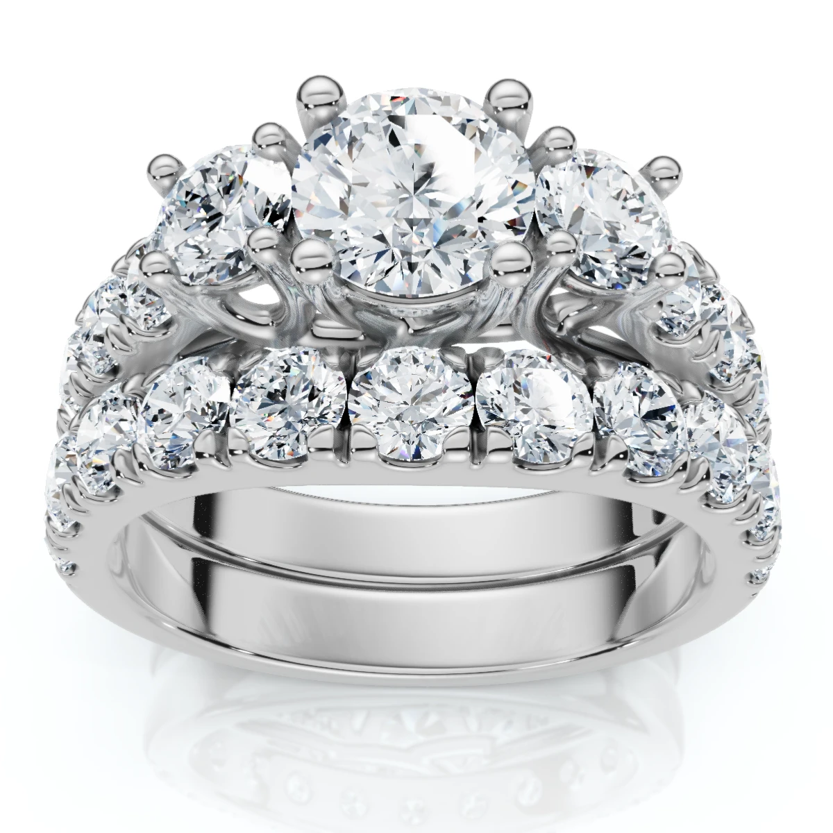2Ct TW 3-Stone Diamond Engagement Wedding Ring Set 14k Gold or Pt Lab Grown (E-F, VS)