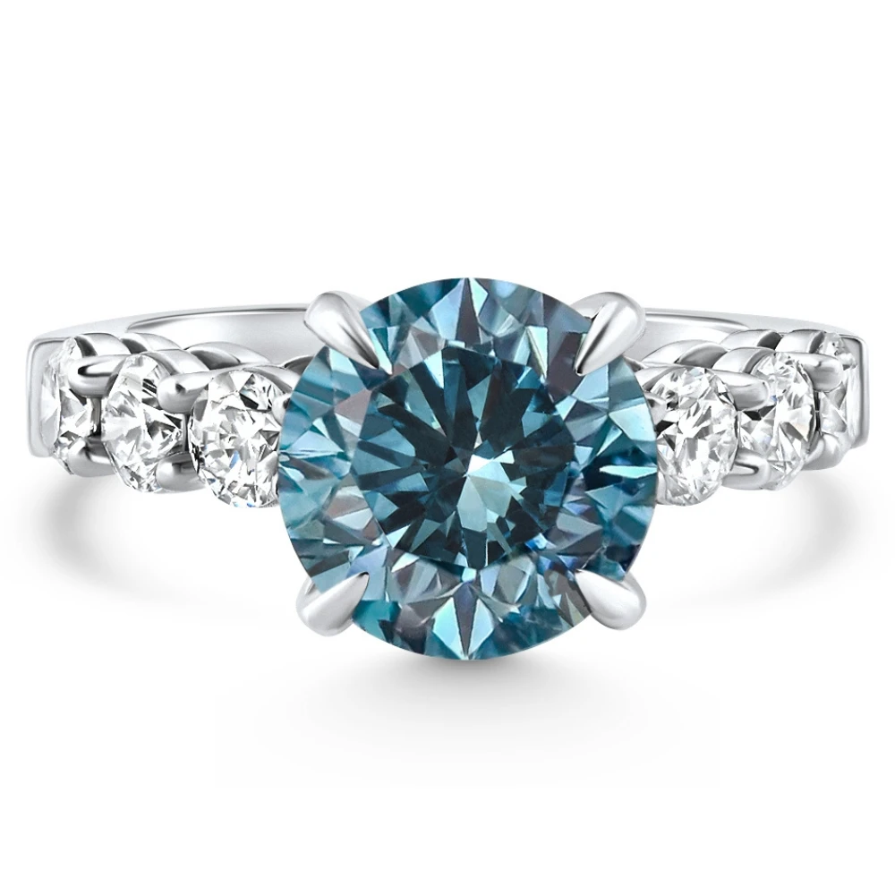 4.50Ct Blue Diamond Engagement Ring 14k White Gold Lab Grown (Blue, VS)