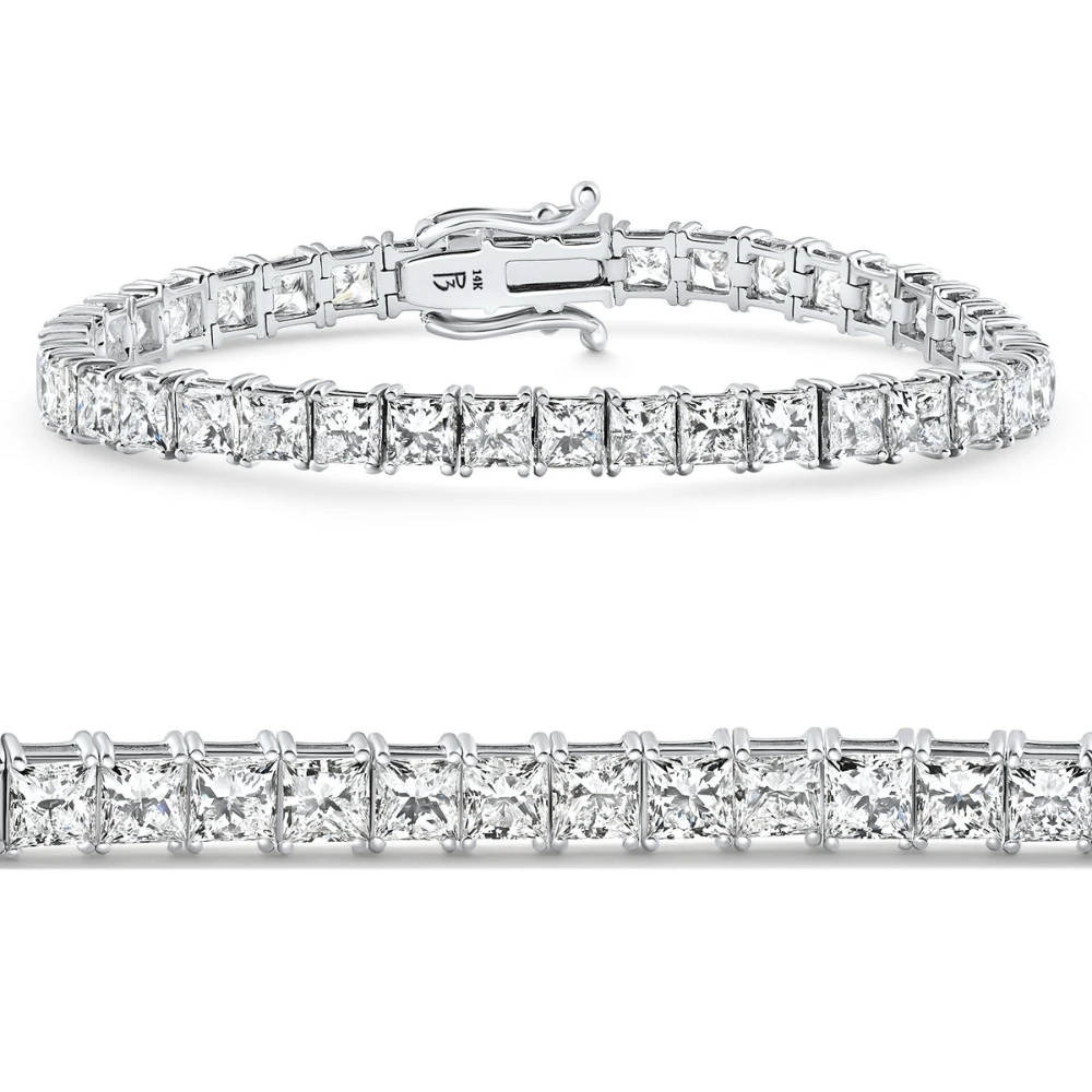 16.30Ct Princess Cut Diamond 7" Tennis Bracelet 14k Gold Lab Grown (E-F, VS)