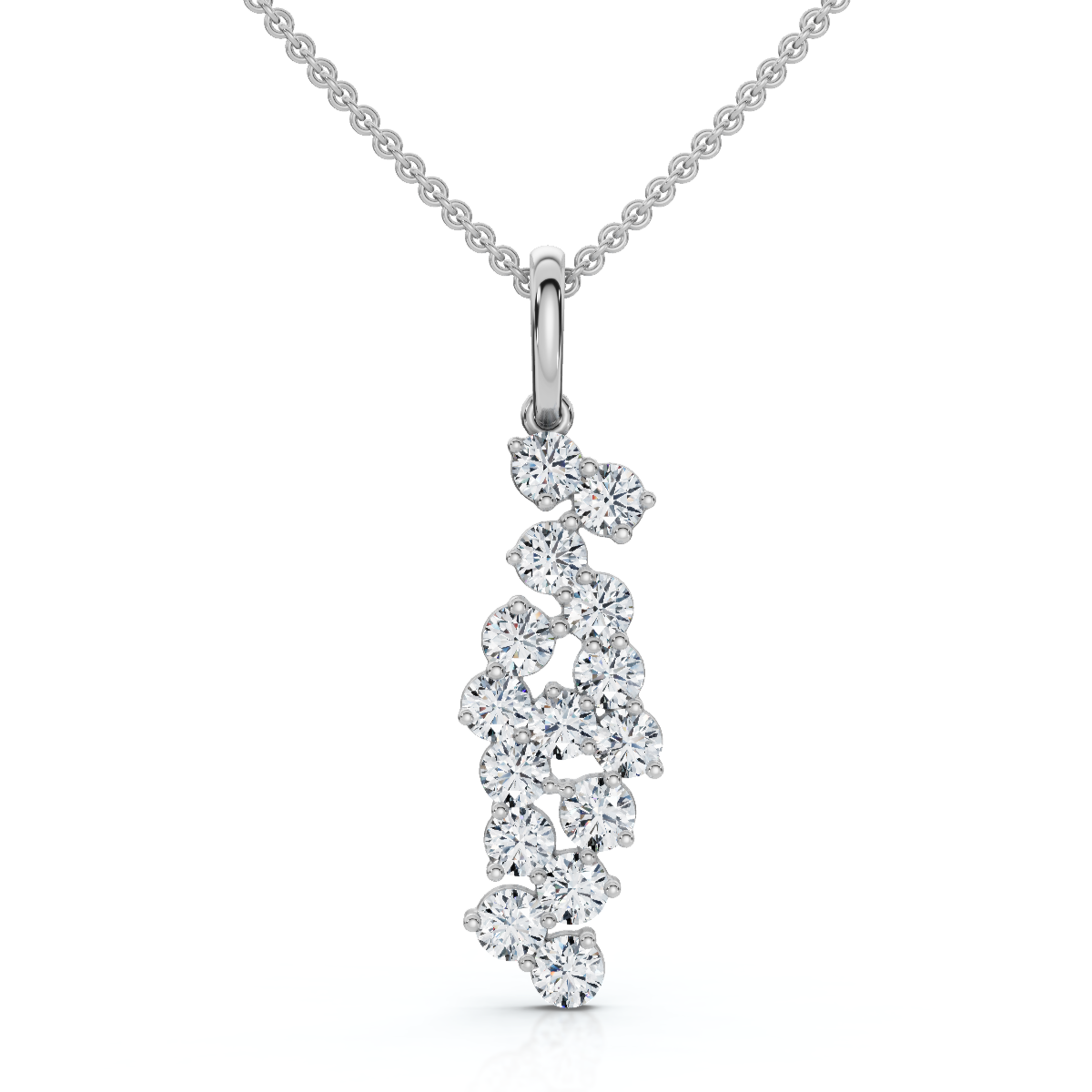 1/3Ct Cascading Diamond Pendant Necklace 14k Gold Lab Grown (F-G, VS)