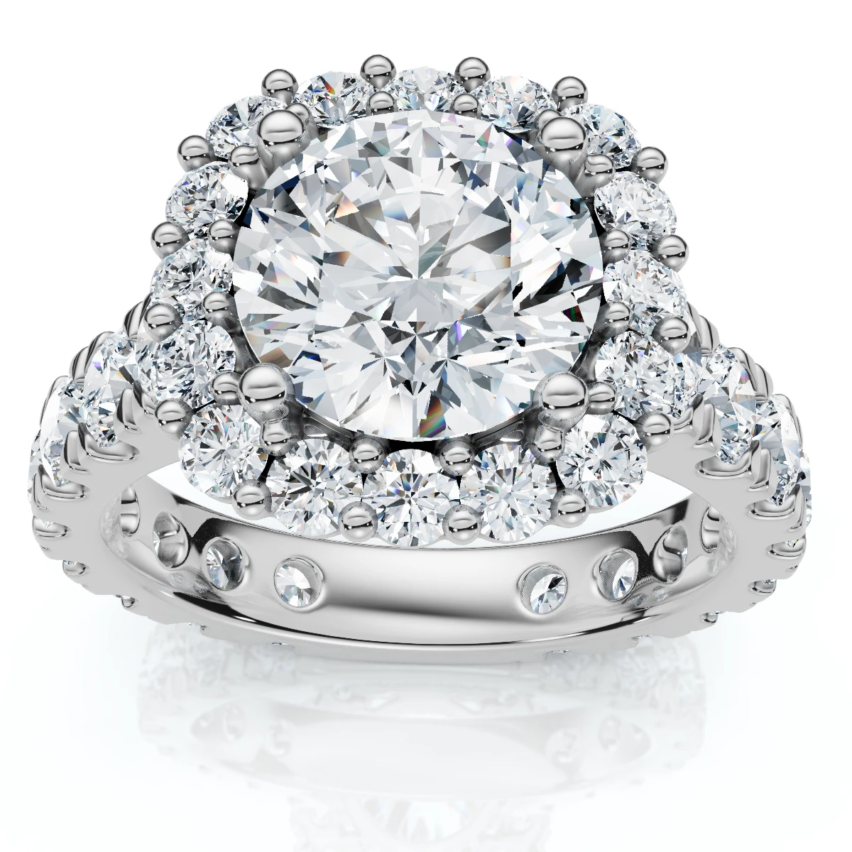Certified 4Ct Lab Grown Cushion Halo Diamond Engagement Ring 14k Gold/Platinum (F-G, VS)