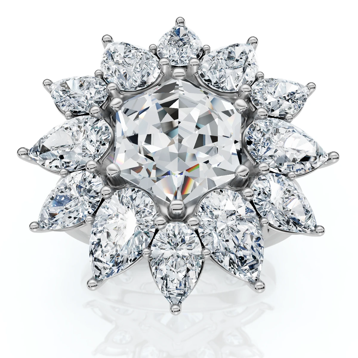 Certified 5Ct Hexagon Diamond High Jewelry Ring 14k Gold or Platinum Lab Grown (E-F, VS)