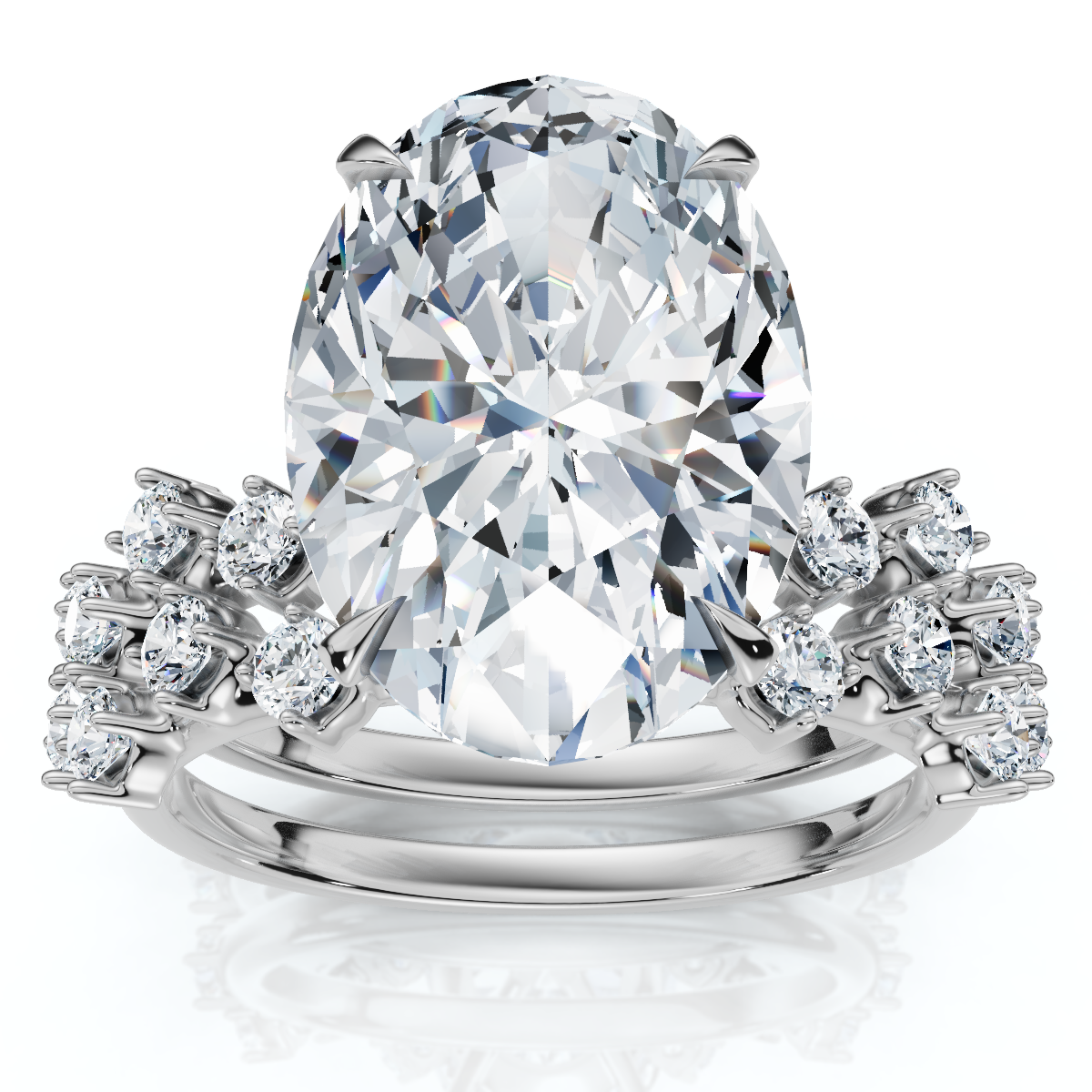 Certified 5 1/2Ct Oval Diamond Engagement & Wedding Ring 14k Gold/Pt Lab Grown (F-G, VS)