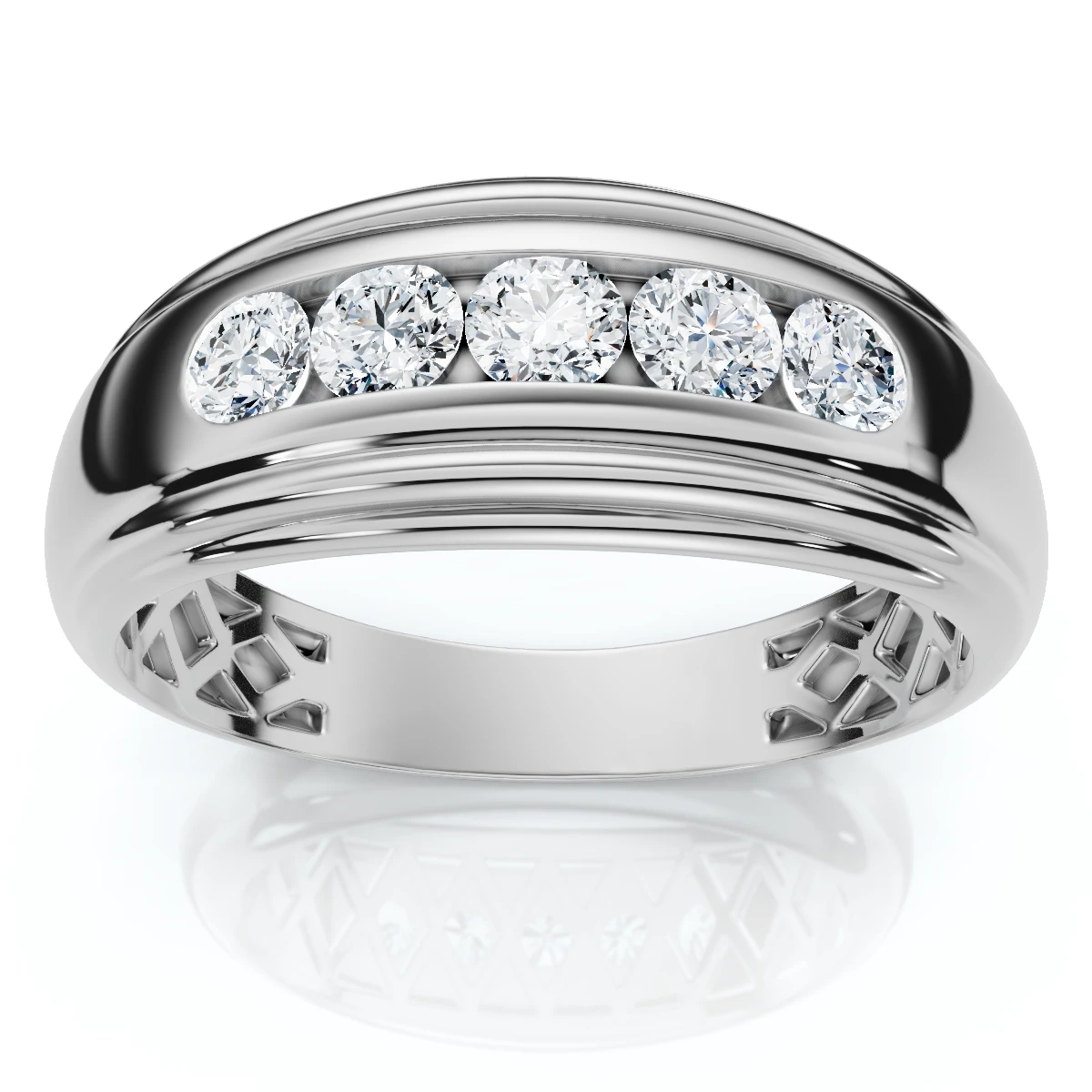 Mens 1/2ct 5-Stone Diamond Wedding Ring Gold Lab Grown (E-F, VS)