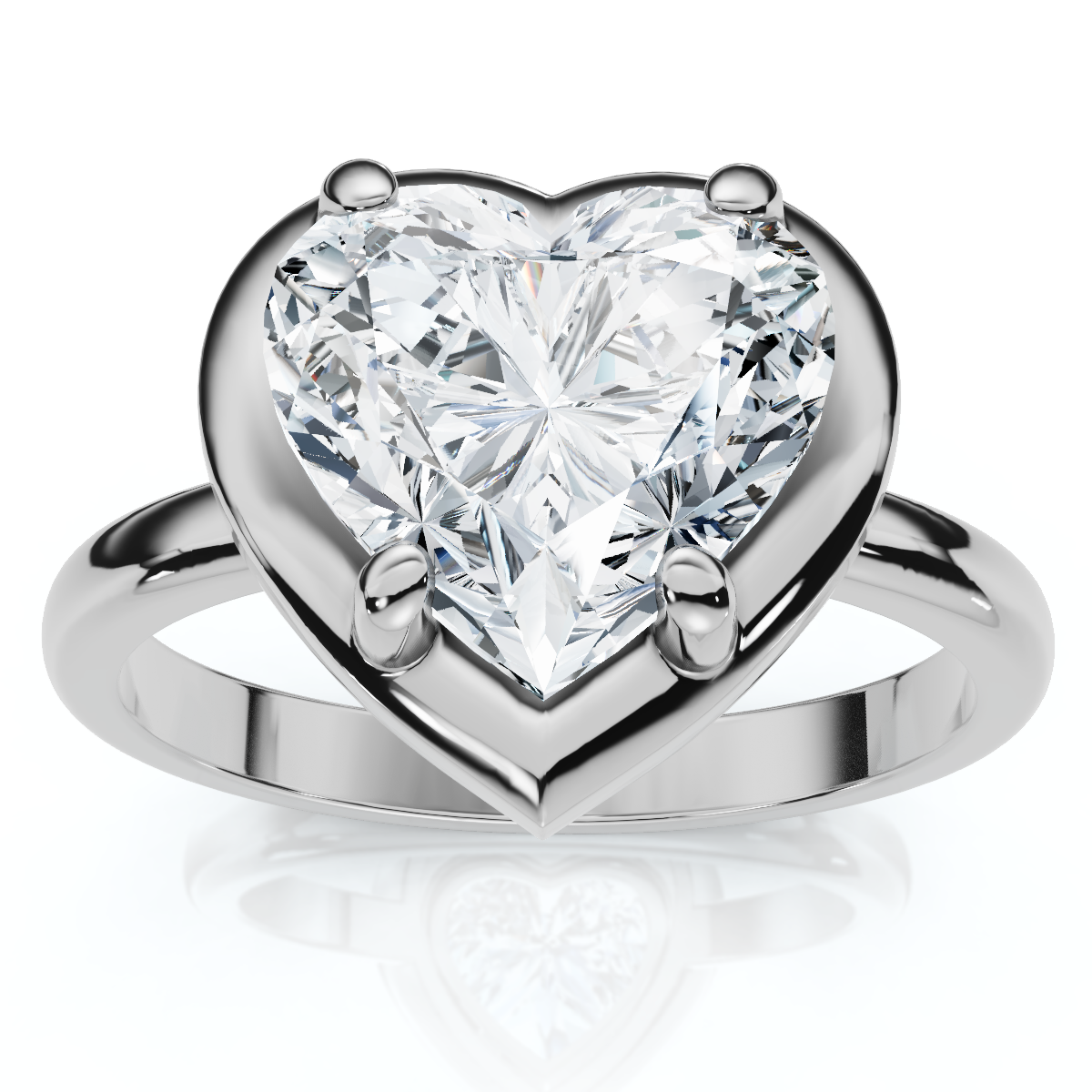 Certified 2 1/2Ct Heart Diamond Button Engagement Ring 14k Gold or Pt Lab Grown (F-G, VS)