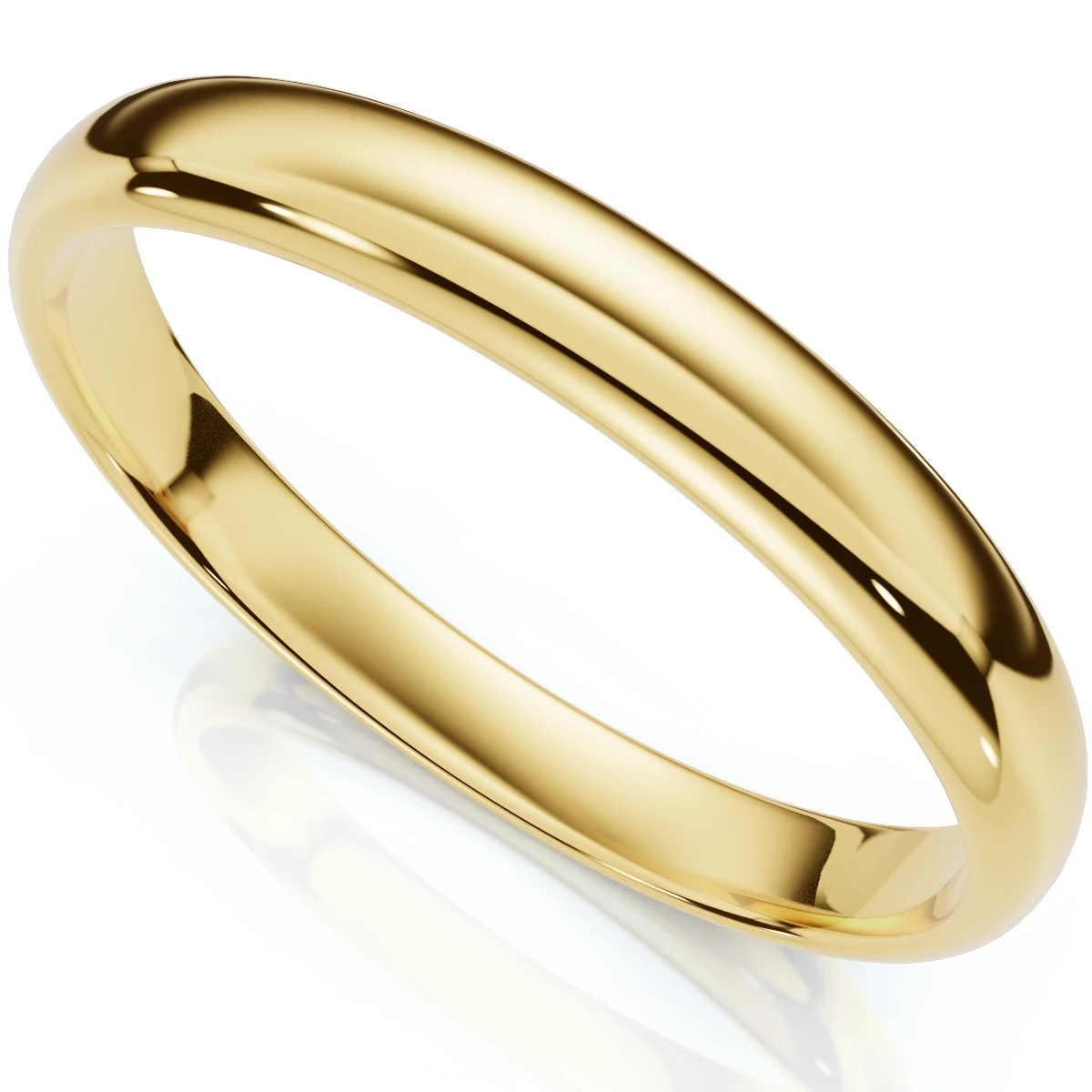 3mm Dome High Polished Wedding Band 14K Yellow Gold