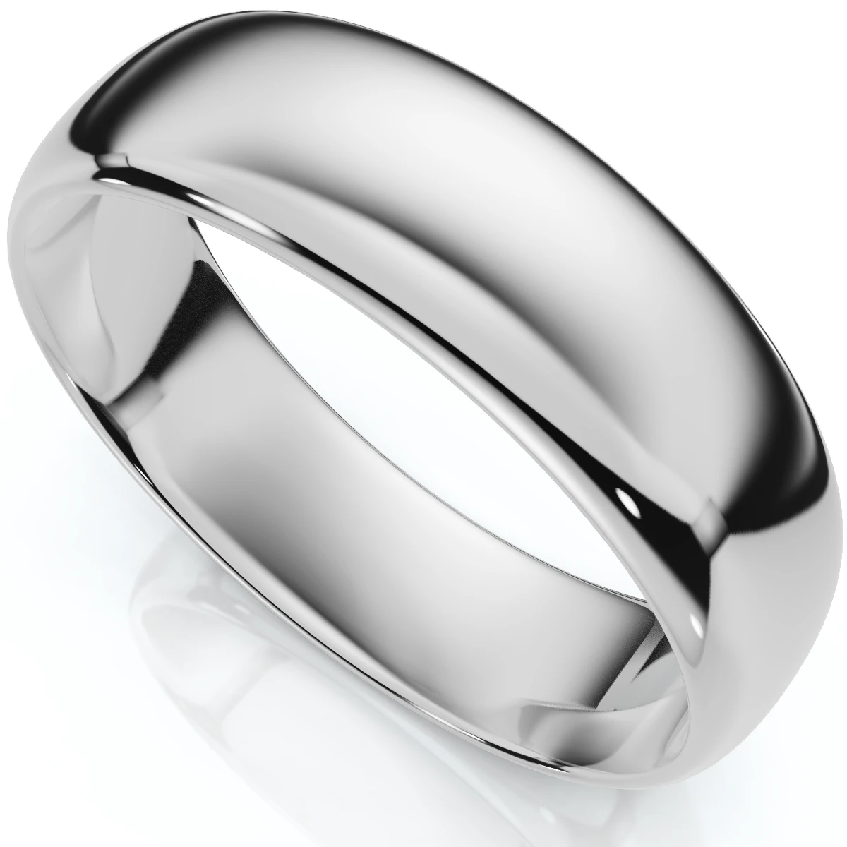6mm Wide High Polished Wedding Band 950 Platinum Plain Dome Ring