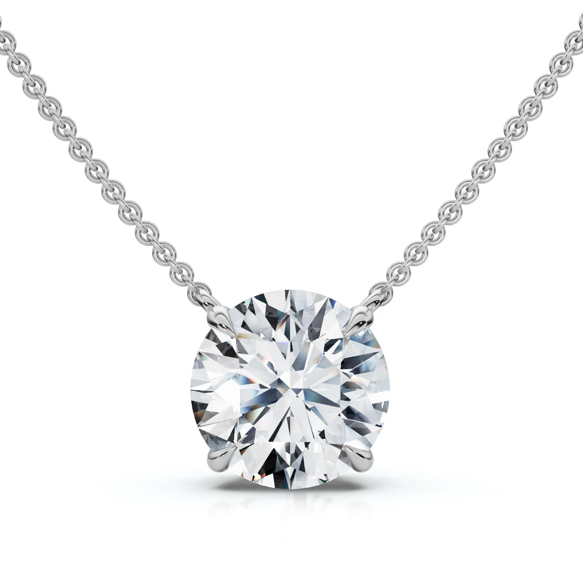 1Ct Floating Solitaire Diamond Pendant 14k Gold Women's 18" Necklace Lab Grown (E-F, VS)