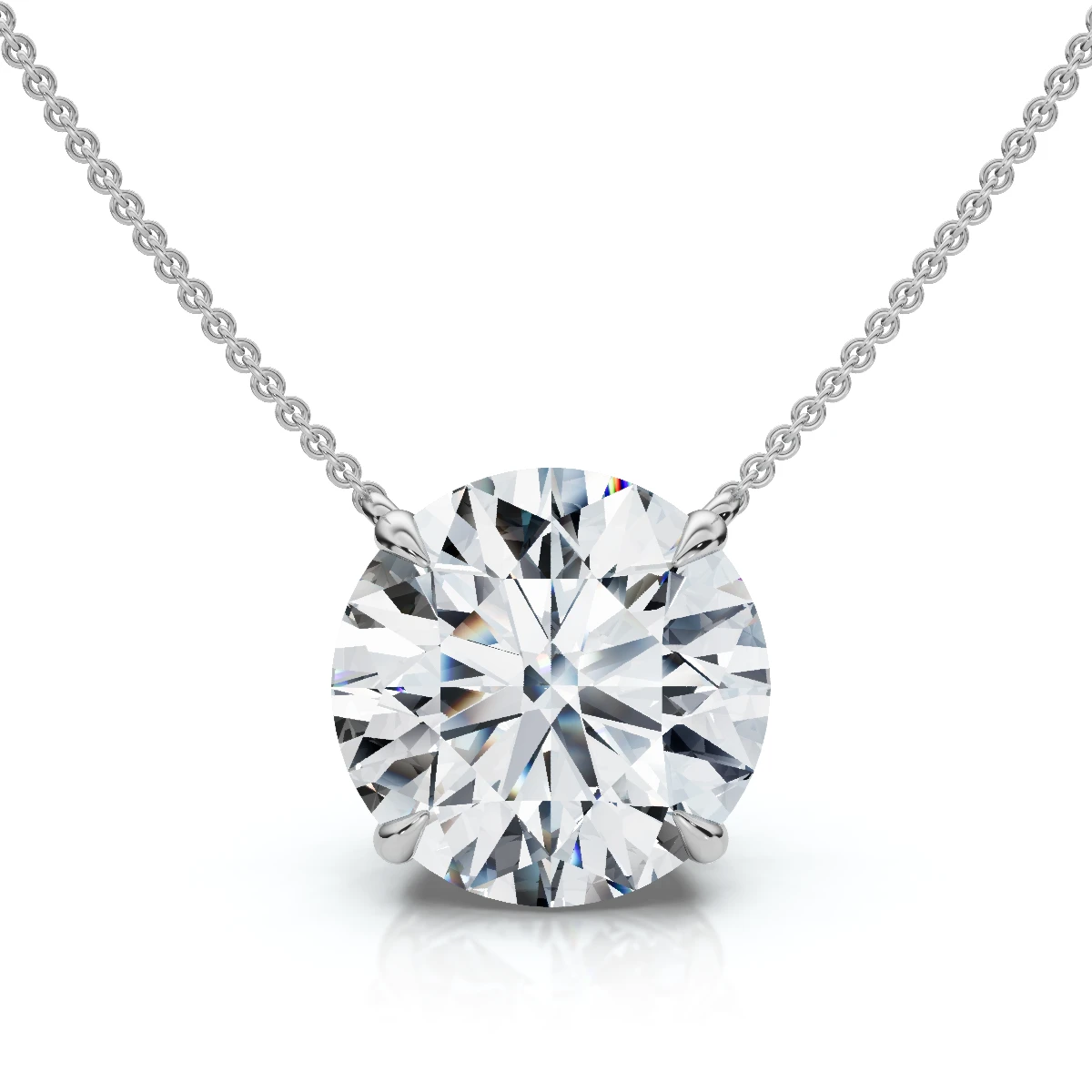4Ct  Diamond Solitaire Pendant 14k Gold 18" Necklace Lab Grown Certified (E-F, VS)