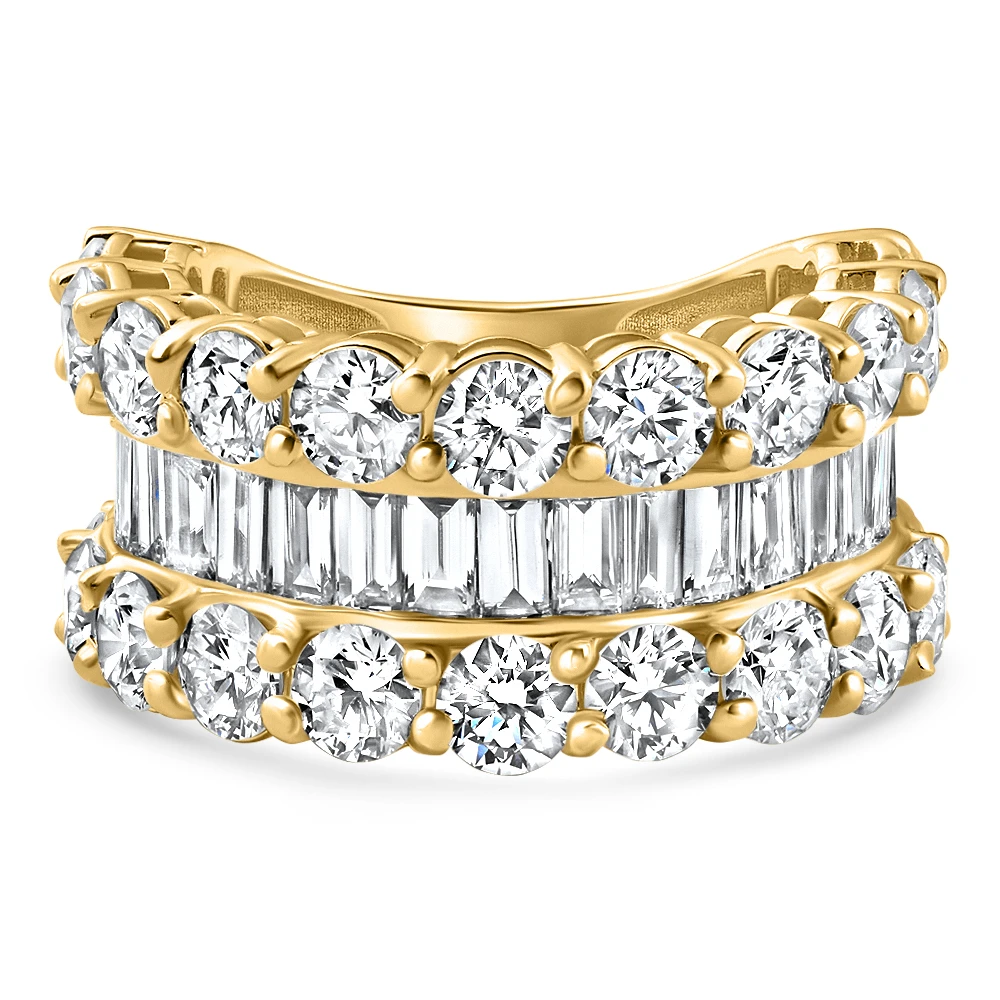 7.50Ct Wide Diamond Ring Stackable Anniversary Ring Yellow Gold Lab Grown (E-F, VS)