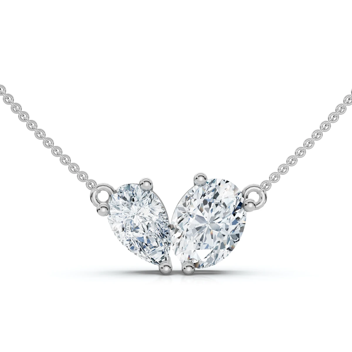 1.90Ct Heart to Heart Diamond Pendant 14k Gold Women's 18" Necklace Lab Grown (E-F, VS)