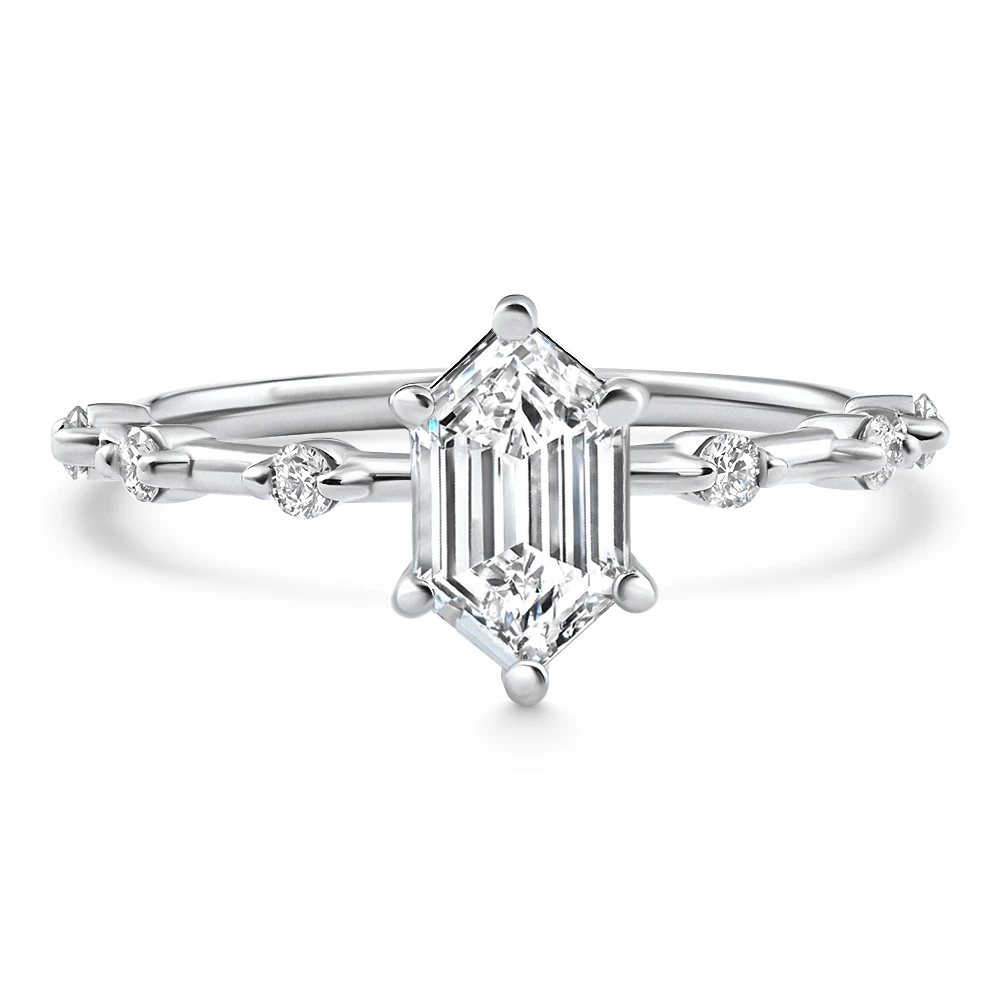 Certified 1 1/3Ct Hexagon Diamond Jamie Engagement Ring 14k Gold Lab Grown (D-E, VS)