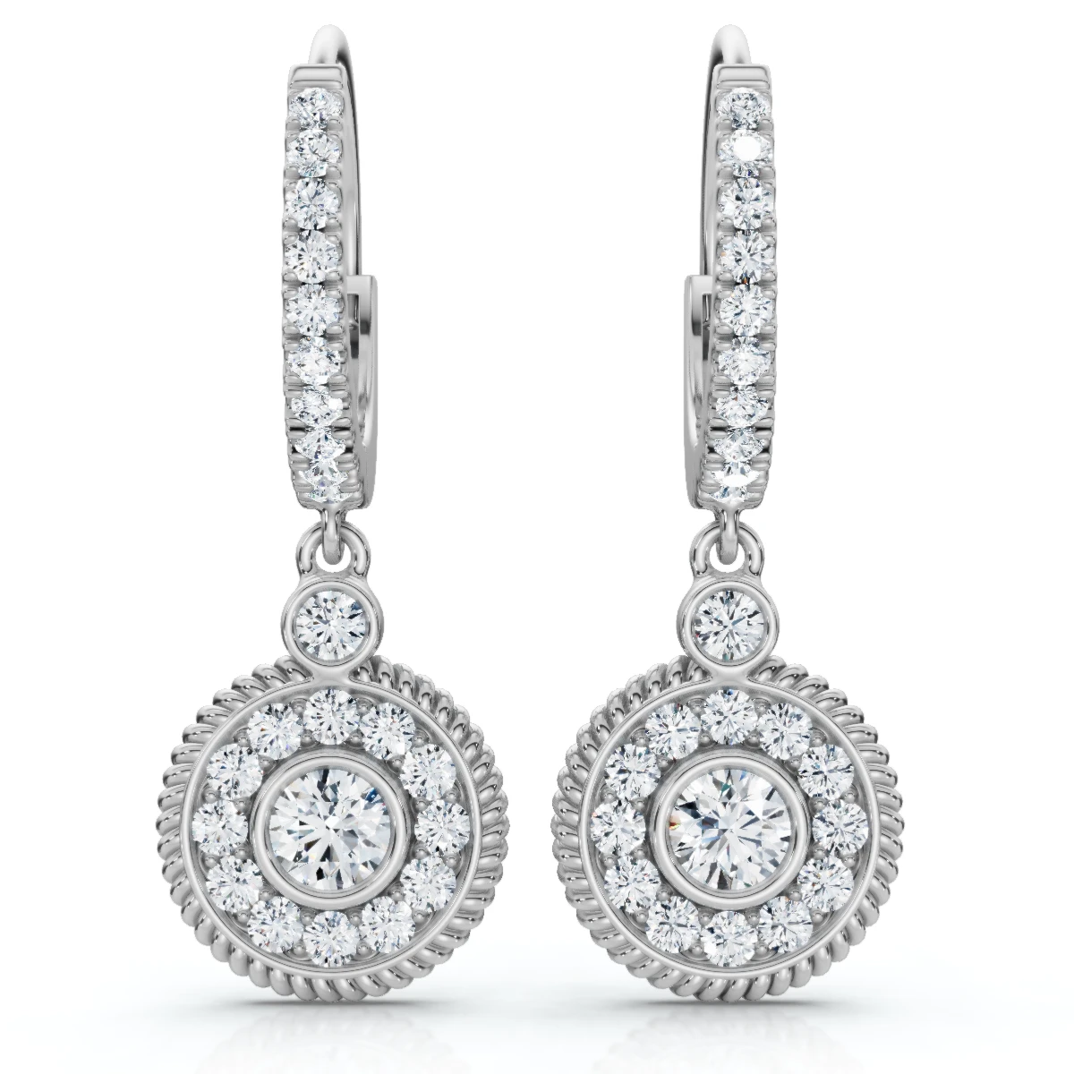 3/4Ct Dangle Diamond Earrings 1 1/10" Tall Lab Grown 14k Gold EF/VS (F-G, VS)