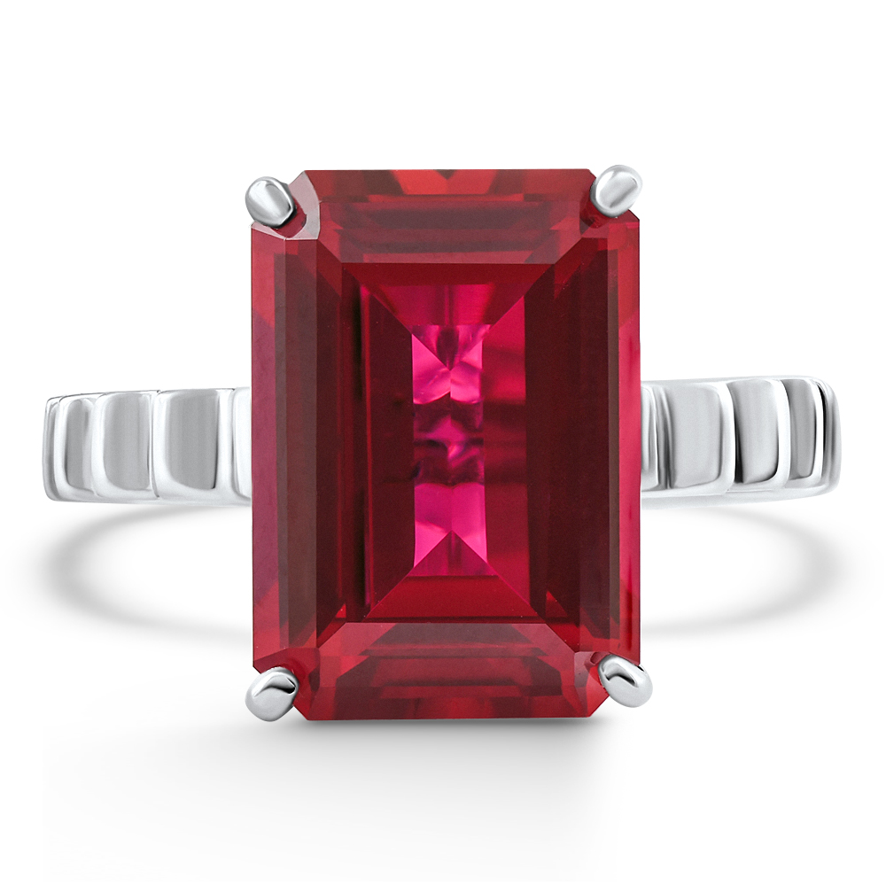 14x10mm Ruby Jasmine Ring 14k White Gold Lab Grown