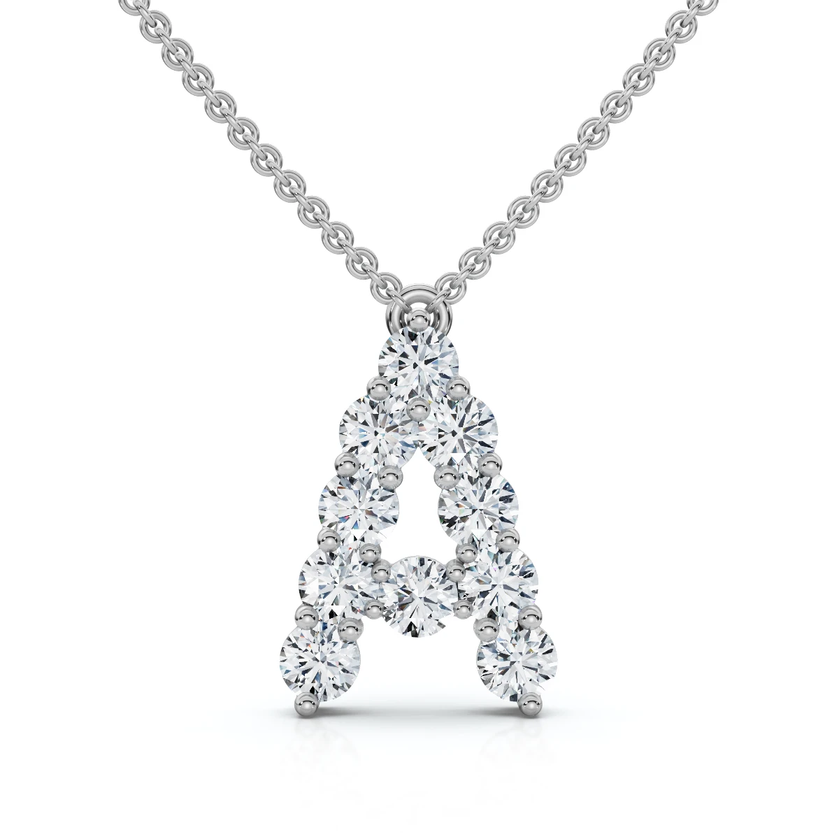 1Ct Diamond Initial "A" Pendant 14k Gold 18" Necklace Lab Grown 5/8" Tall (E-F, VS)