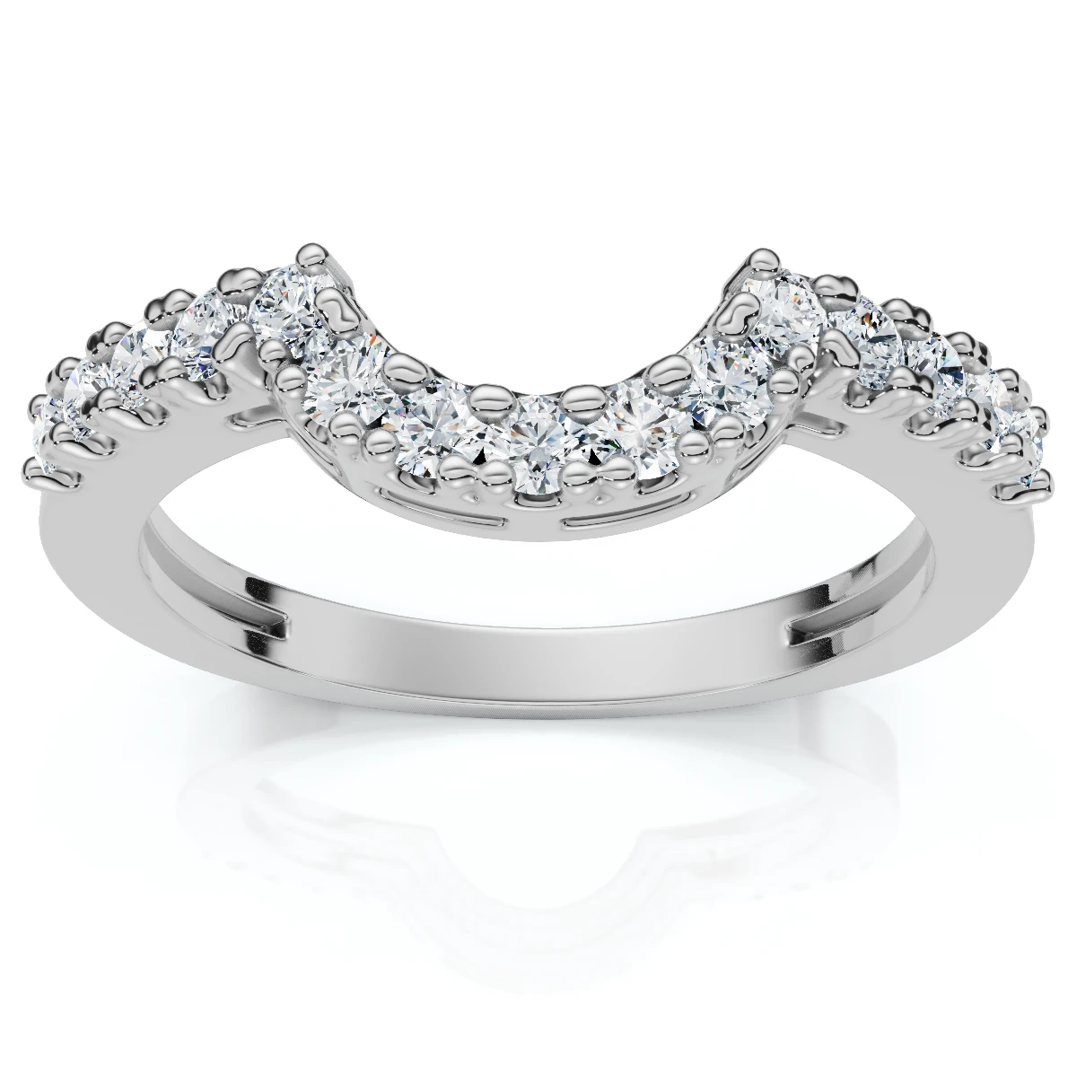 1/4Ct Notched Diamond Guard Anniversary Ring 14k Gold Lab Grown (E-F, VS)